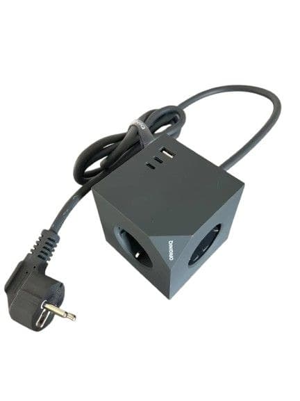 MicroConnect Power Cube, 3x Schuko Outlets, USB-C and USB-A, 1.5m Cable, Dark Grey