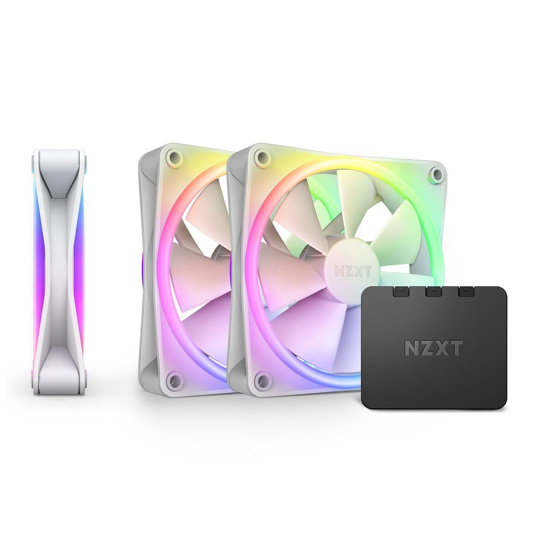 NZXT F120 RGB Duo 120mm PWM Fan White - 3 Pack w/ Controller White - Image 1
