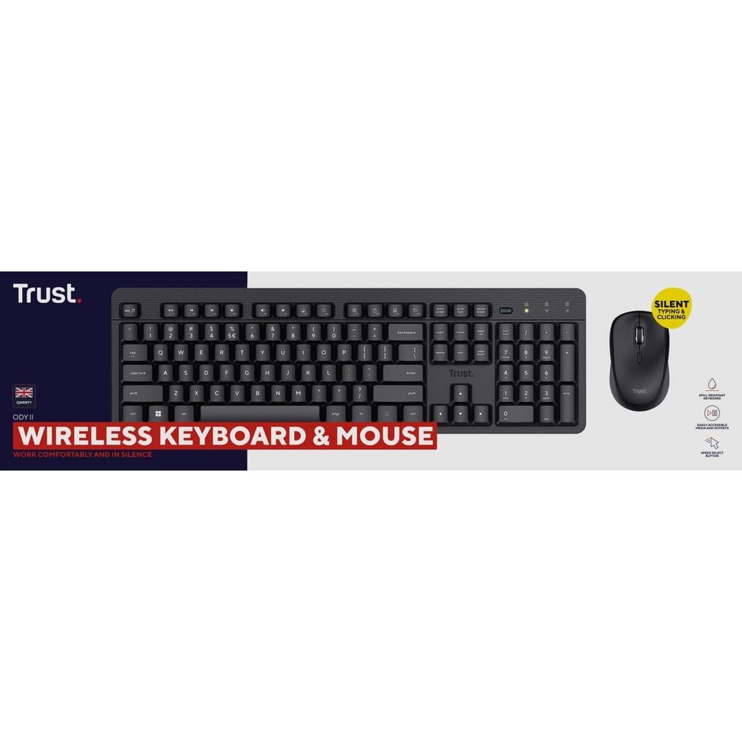 Trust ODY II Wireless Keyboard and Mouse Deskset - Image 4