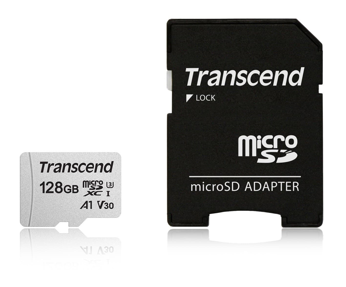 128GB Transcend 300S microSDXC UHS-I U3 V30 A1 CL10 Memory Card with SD Adapter 95MB/sec