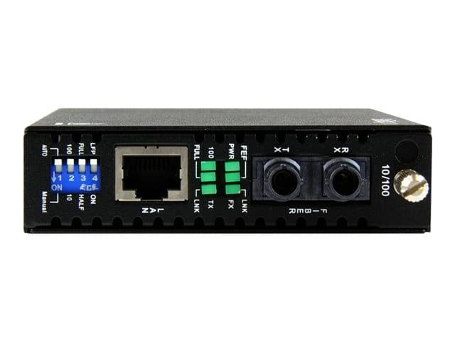 StarTech.com 10/100 Mbps Ethernet to Fiber Optic Media Converter - Steel - Chassis Mount - ST Multimode - 1310nm - 2km (ET90110ST2) - fibre media converter - 10Mb LAN, 100Mb LAN - Image 1