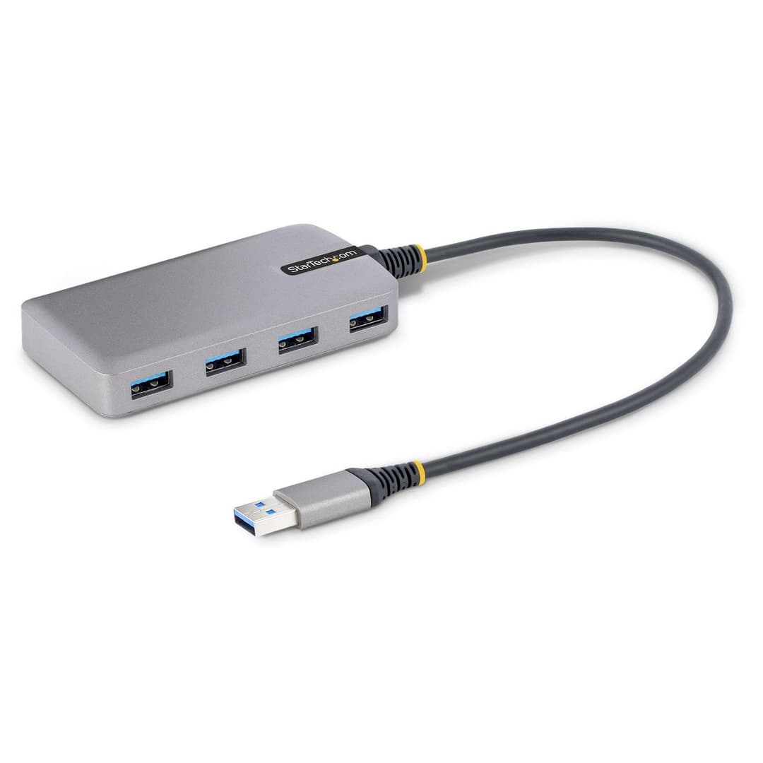 StarTech.com 4-Port USB Hub - USB 3.0 5Gbps, Bus Powered, USB-A to 4x USB-A Hub w/ Optional Auxiliary Power Input - Portable Desktop/Laptop USB Hub, 1ft/30cm Cable (5G4AB-USB-A-HUB) - Image 1