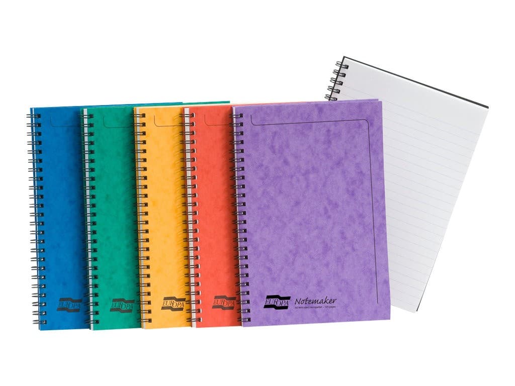 Europa Notemaker Pad 120 Pages Feint Ruled 90gsm Assorted Colours (Pack of 10) - A5