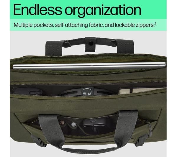 HP Modular 15.6" Laptop Bag with Sleeve & Pouch Grey & Green - Image 10