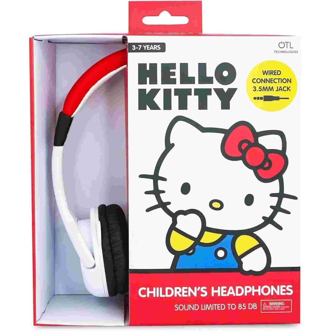 OTL Hello Kitty Kids Wired Headphones with Ears - White & Red - Image 2