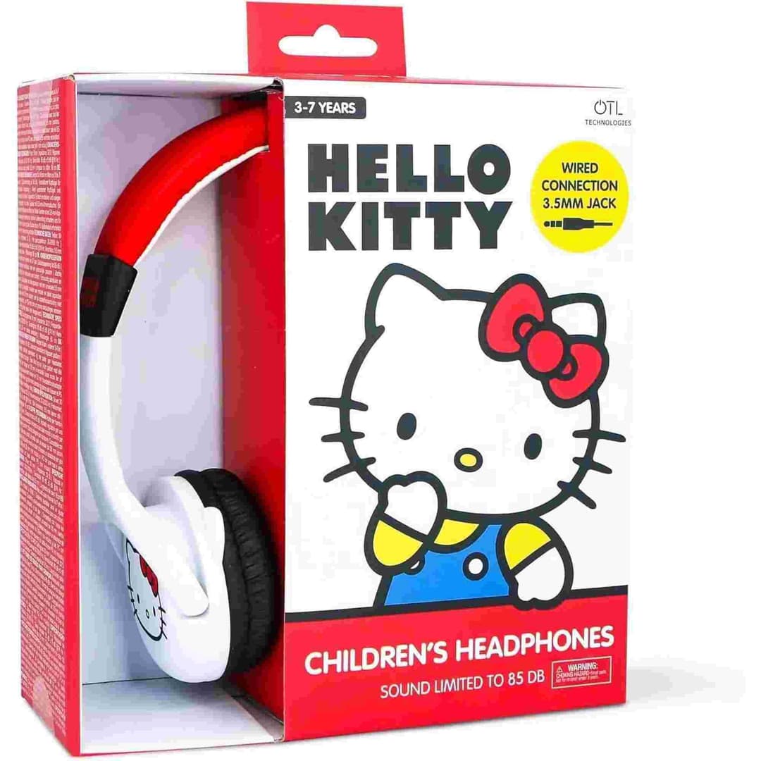 OTL Hello Kitty Kids Wired Headphones with Ears - White & Red - Image 5