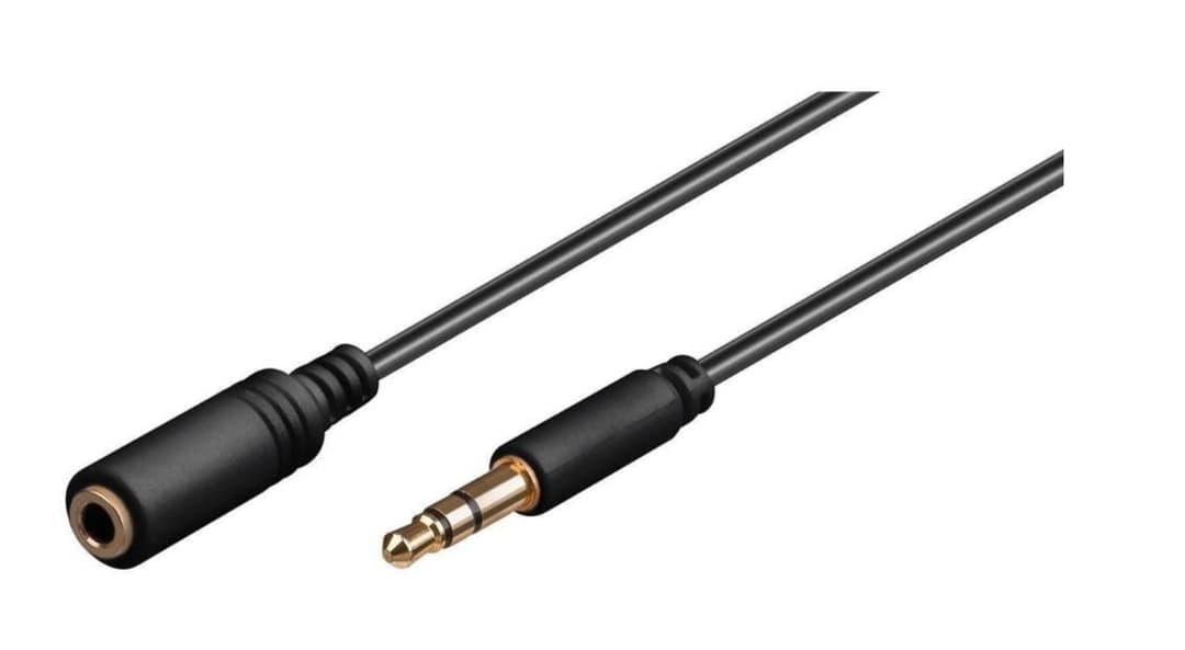 Microconnect Headphone & AUX Extension Cable 3.5 mm Minijack Male to Female Black - 1m - Image 1