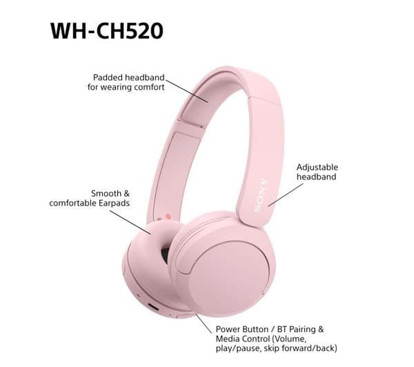 Sony WH-CH520 Wireless Headphones - Pink - Image 10
