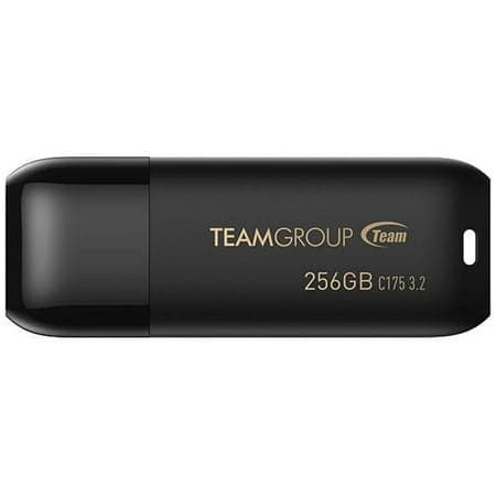 TEAMGROUP C175 256GB USB 3.2 Gen 1 Flash Drive Rounded Streamlined Unibody Design Black Pearl Seamless Construction Matte and Glossy Finish  Speed Up to 100MB/s (TC1753256GB01)