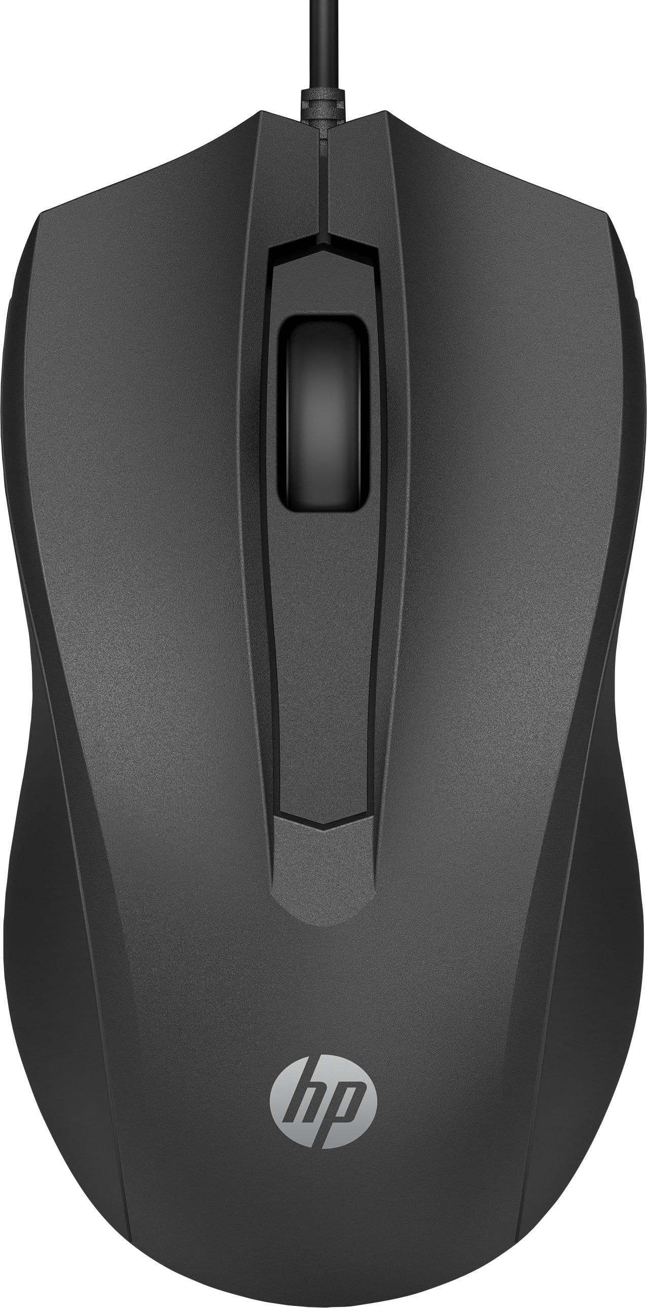 HP Wired Mouse 100, USB-A Optical 1600 DPI, Ambidextrous - Black (6VY96AA)