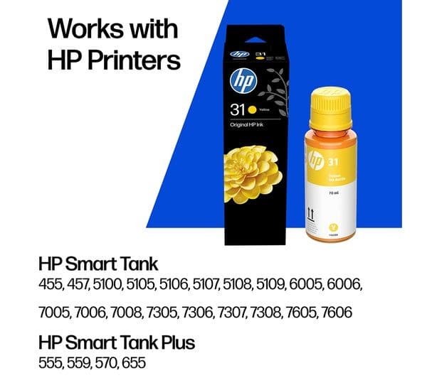 HP 31 70ml Original Ink Bottle - Yellow - Image 3