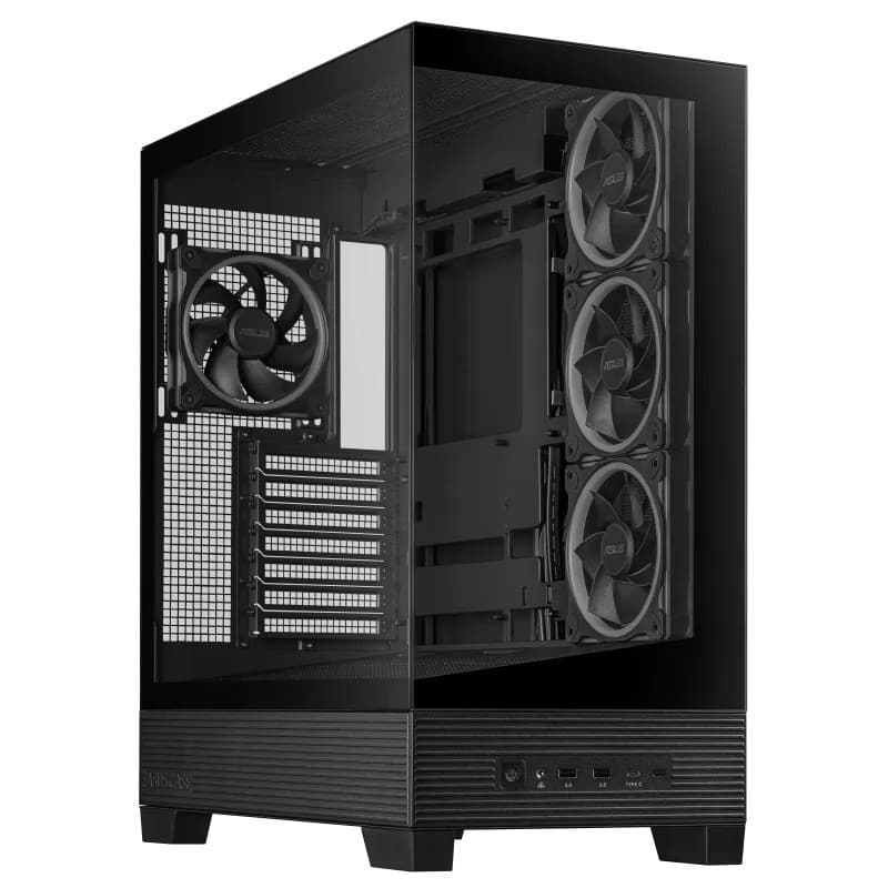 ASUS A31 PLUS TG ARGB Tempered Glass Mid Tower ATX Gaming PC Case - Black - Image 1