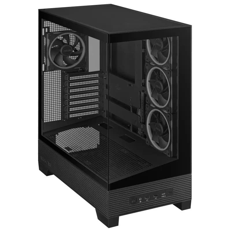 ASUS A31 PLUS TG ARGB Tempered Glass Mid Tower ATX Gaming PC Case - Black - Image 2