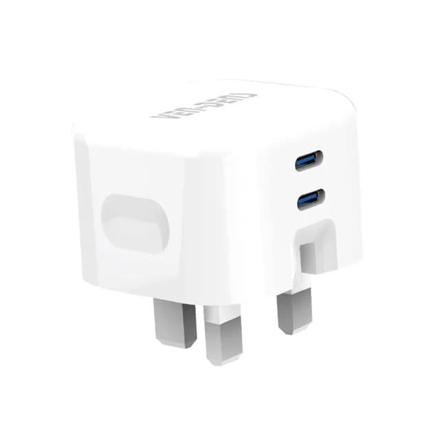Ven-Dens 45W GaN Dual Port Charger Plug, Smart, Fast & Universal Charging, SP-TC70AG - White