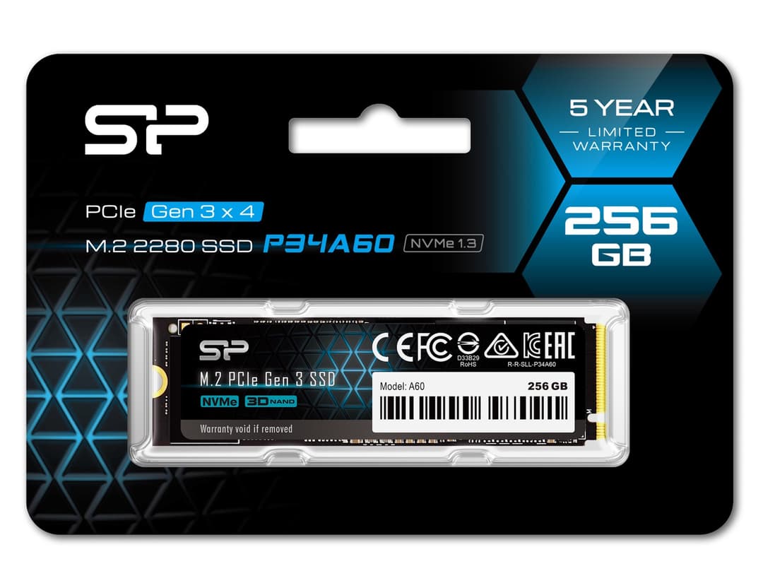 Silicon Power P34A60 NVMe M.2 PCIe Gen3x4 2280 SSD 256GB - Image 2