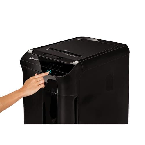 Fellowes AutoMax 450C Auto Feed Paper Shredder 100135793 - 450 Sheet Auto Feed / 13 Manual, Cross-Cut (Confetti) 4x38mm, P-4, 68 Litre Bin, Black - Image 3