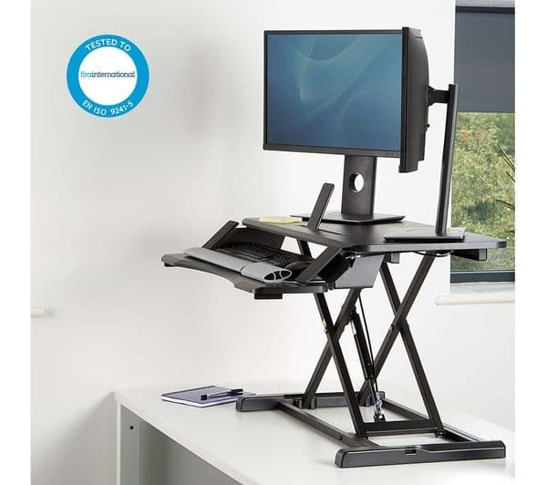 Fellowes Corsivo Sit-Stand Workstation Standing Desk Converter (8091001) - Image 2