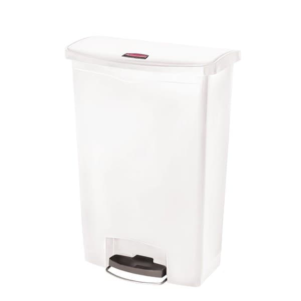 Rubbermaid® Commercial Slim Jim® 1883561 Front Step-On Rectangular Plastic Wastebasket / Pedal Bin, 90 Litres (24 Gallons), White - Image 1