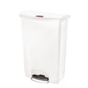 Rubbermaid® Commercial Slim Jim® 1883561 Front Step-On Rectangular Plastic Wastebasket / Pedal Bin, 90 Litres (24 Gallons), White thumbnail 1