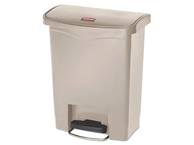 Rubbermaid® Commercial Slim Jim® 1883561 Front Step-On Rectangular Plastic Wastebasket / Pedal Bin, 90 Litres (24 Gallons), White - Image 4