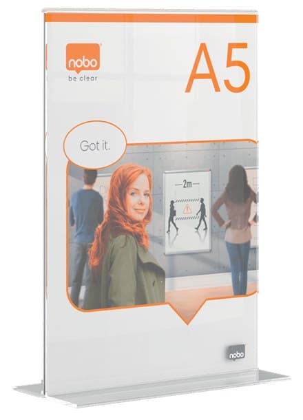 Nobo Premium Plus Clear Acrylic Freestanding Poster Frame - A5 - Image 3