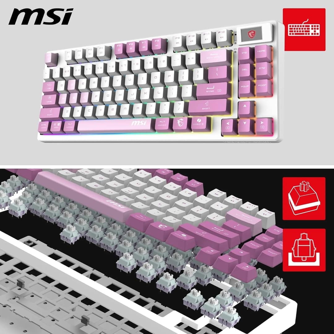 MSI Forge GK600 TKL Wireless RGB Mechanical Gaming Keyboard - Violet - Image 2
