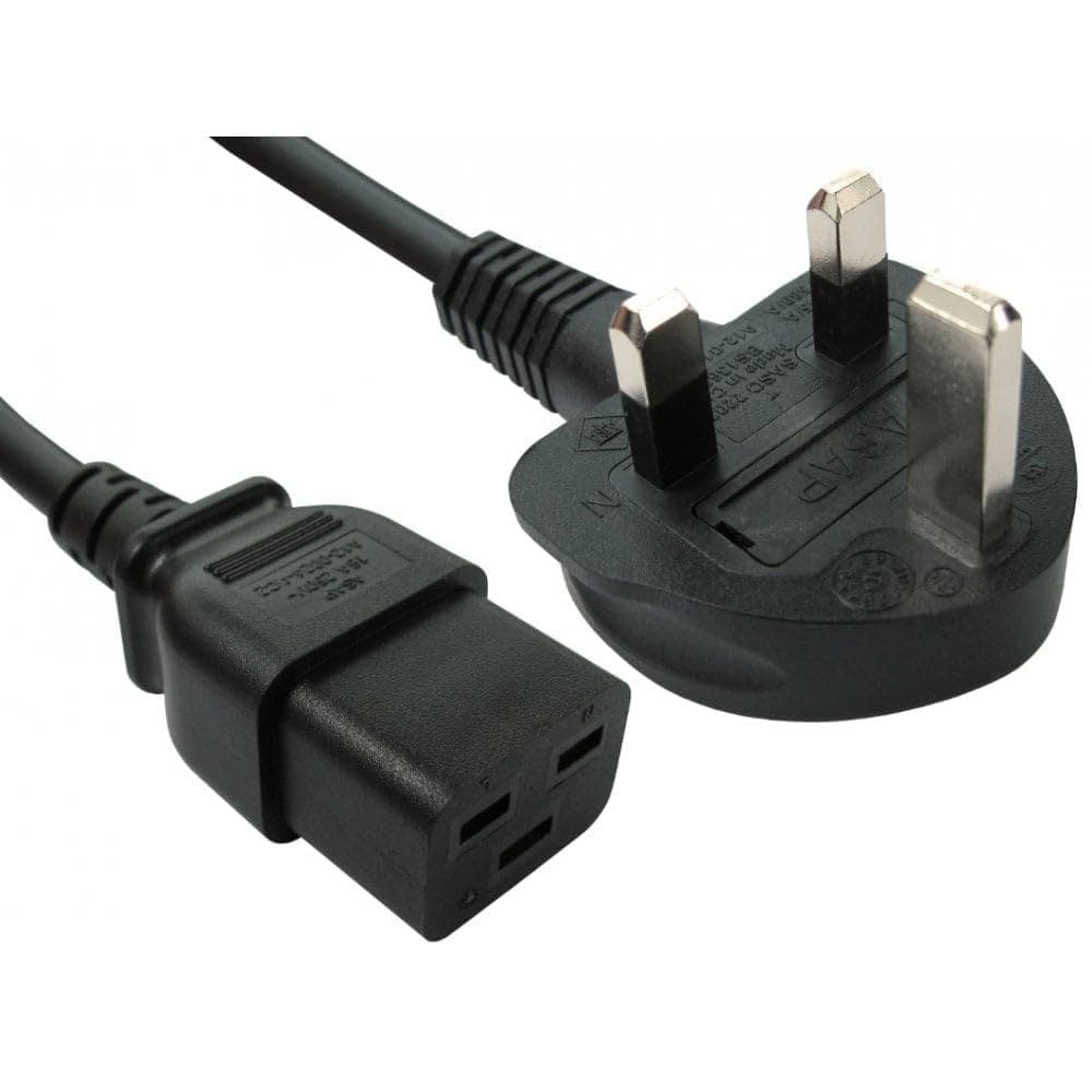 Cables Direct Xclio 2m UK Plug to C19 Mains Lead (Square Connector)