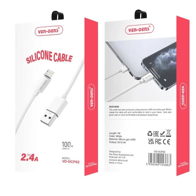 Ven-Dens Silicone Heat-Resistant Fast Charging Cable - USB-A to Lightning - Image 2