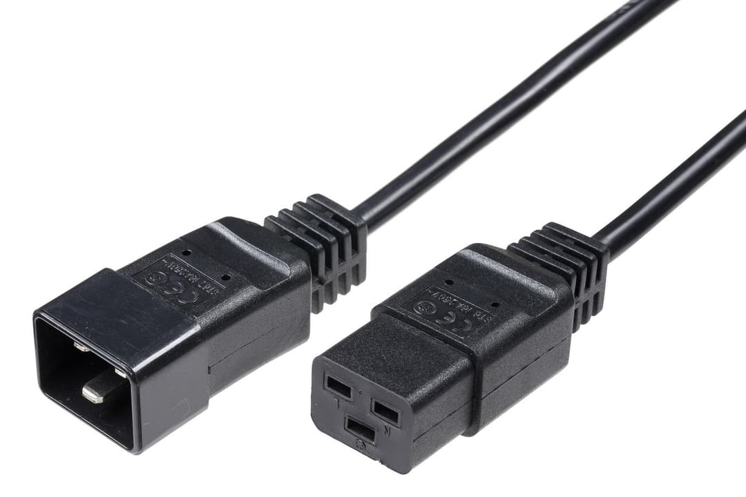 Microconnect Power Cord C19 - C20 16A 1m Black - Image 1