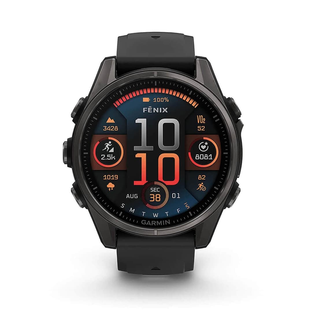 Garmin Fenix 8 AMOLED 43mm Sapphire - Carbon Grey DLC Titanium with Black/Pebble Grey Band - Image 2