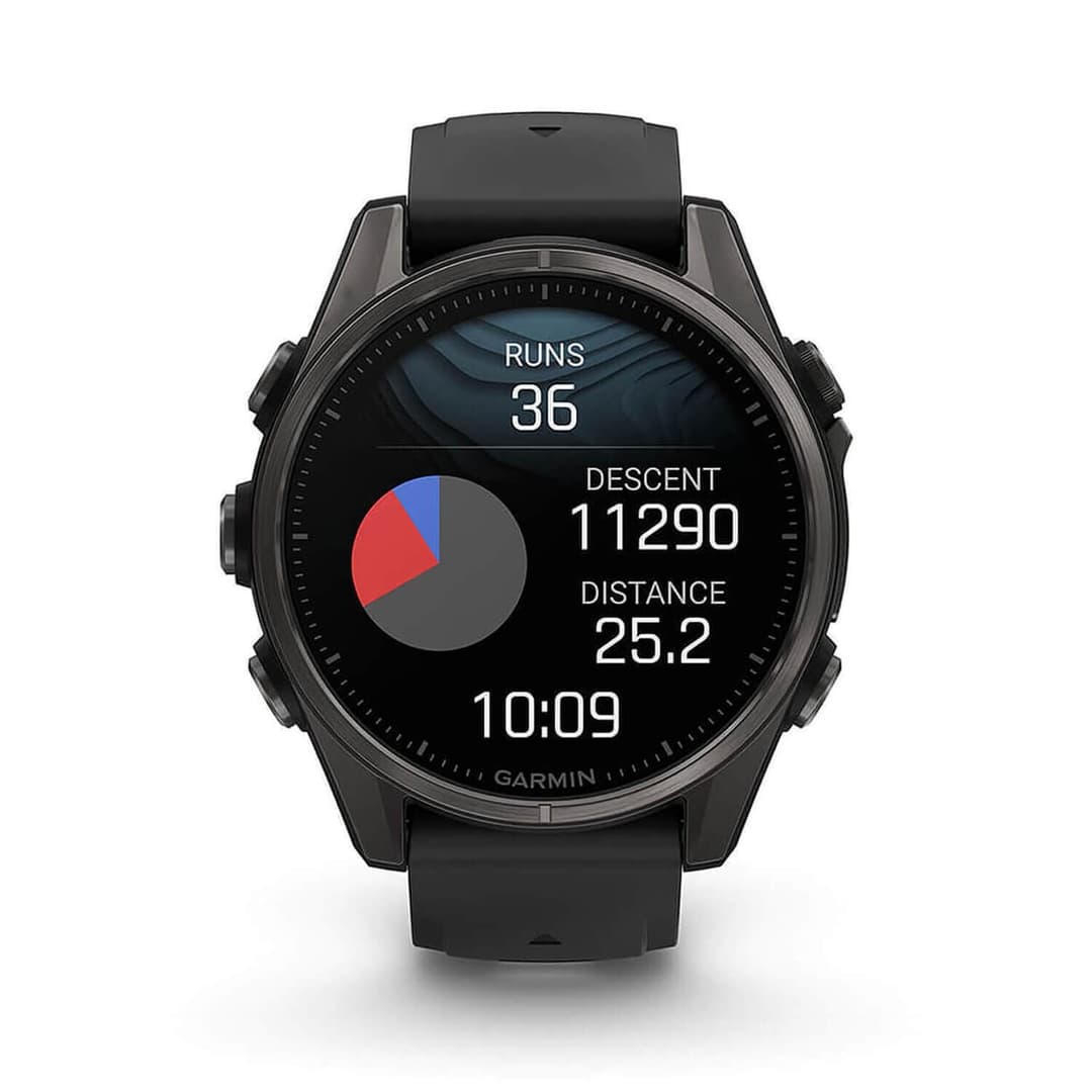 Garmin Fenix 8 AMOLED 43mm Sapphire - Carbon Grey DLC Titanium with Black/Pebble Grey Band - Image 5