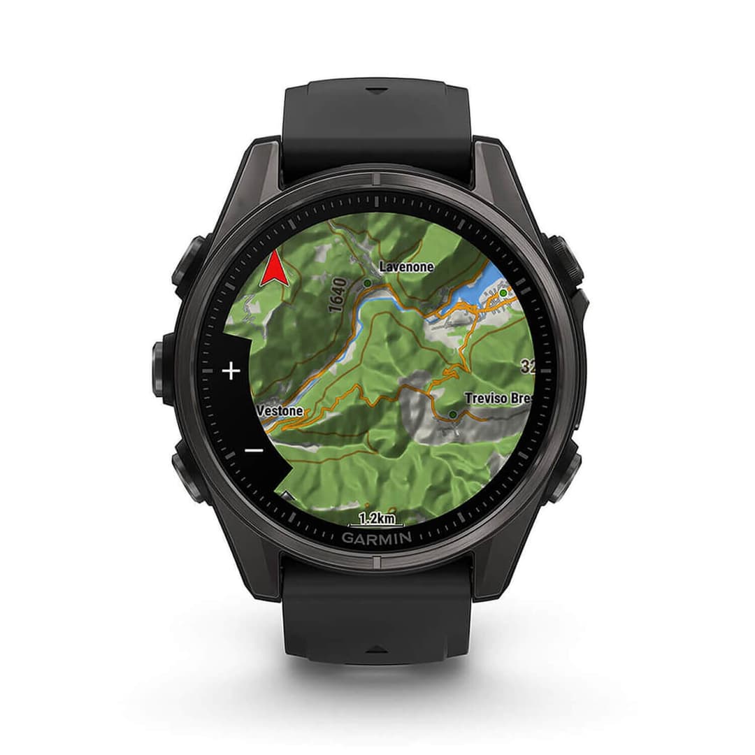 Garmin Fenix 8 AMOLED 43mm Sapphire - Carbon Grey DLC Titanium with Black/Pebble Grey Band - Image 6