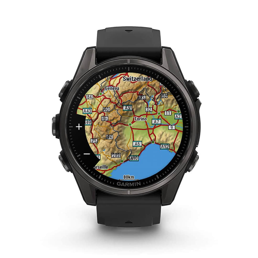 Garmin Fenix 8 AMOLED 43mm Sapphire - Carbon Grey DLC Titanium with Black/Pebble Grey Band - Image 8