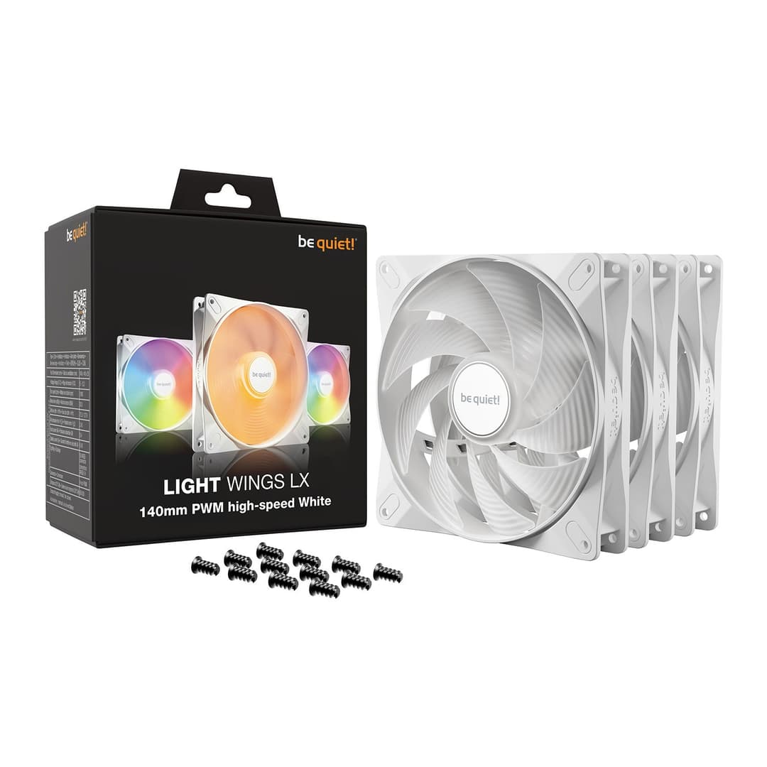 be quiet! Light Wings LX 140mm PWM High-Speed ARGB Case Fan Triple Pack - White - Image 1