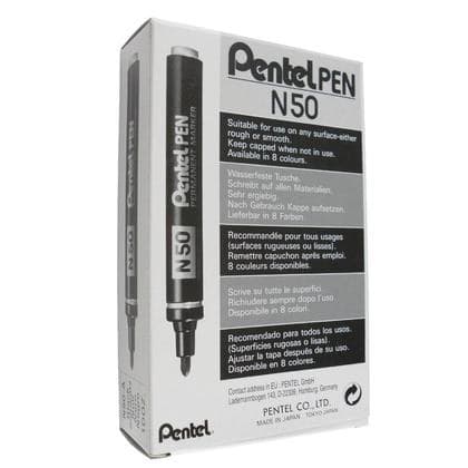 Pentel N50 Permanent Marker 4.3mm Bullet Tip, 2.2mm Line (Pack of 12) - Black - Image 2