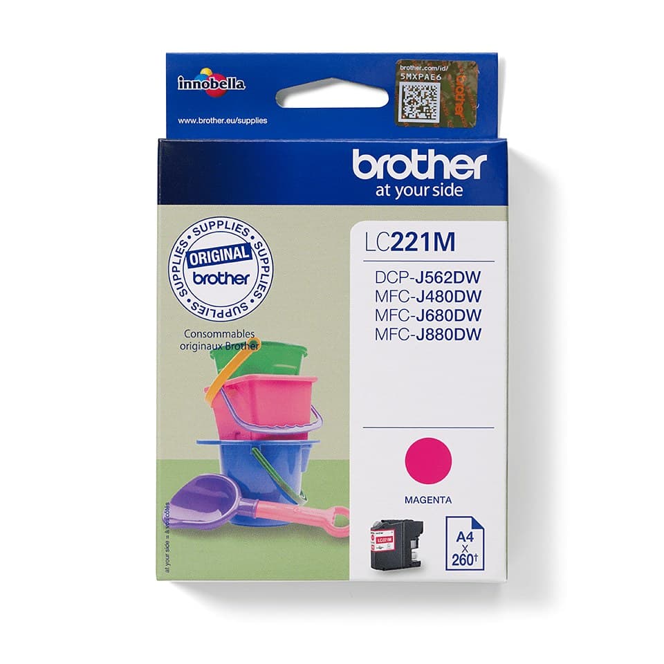 Brother LC221M Original Ink Cartridge, 260 Pages - Magenta - Image 1