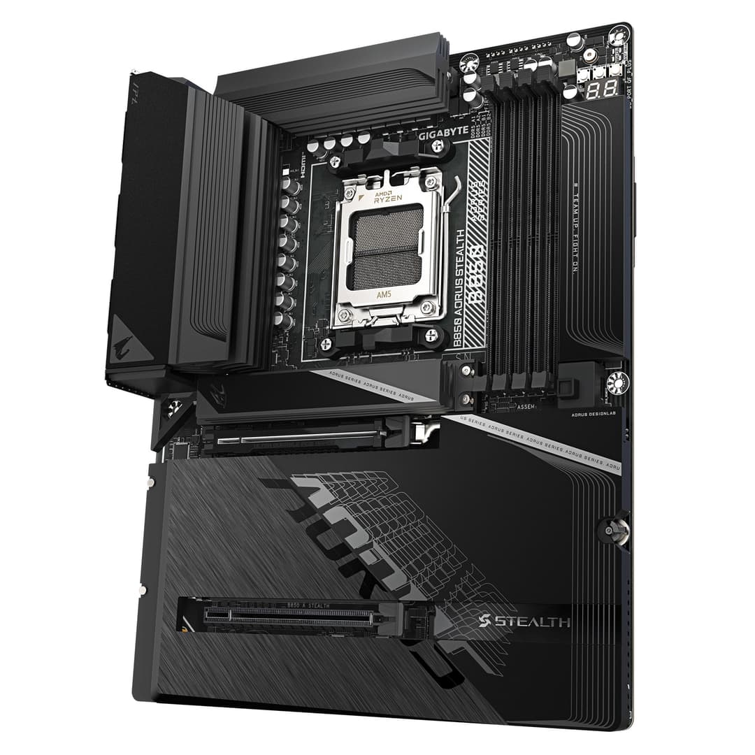 GIGABYTE B850 AORUS STEALTH Motherboard - AMD Ryzen 9000 Series CPUs, 14+2+2 Phases Digital VRM, up to 8200MHz DDR5 (OC), 2xPCIe 5.0 + 2xPCIe 4.0 M.2, WIFI 7, 5 GbE LAN, USB 3.2 Gen 2 - Image 5