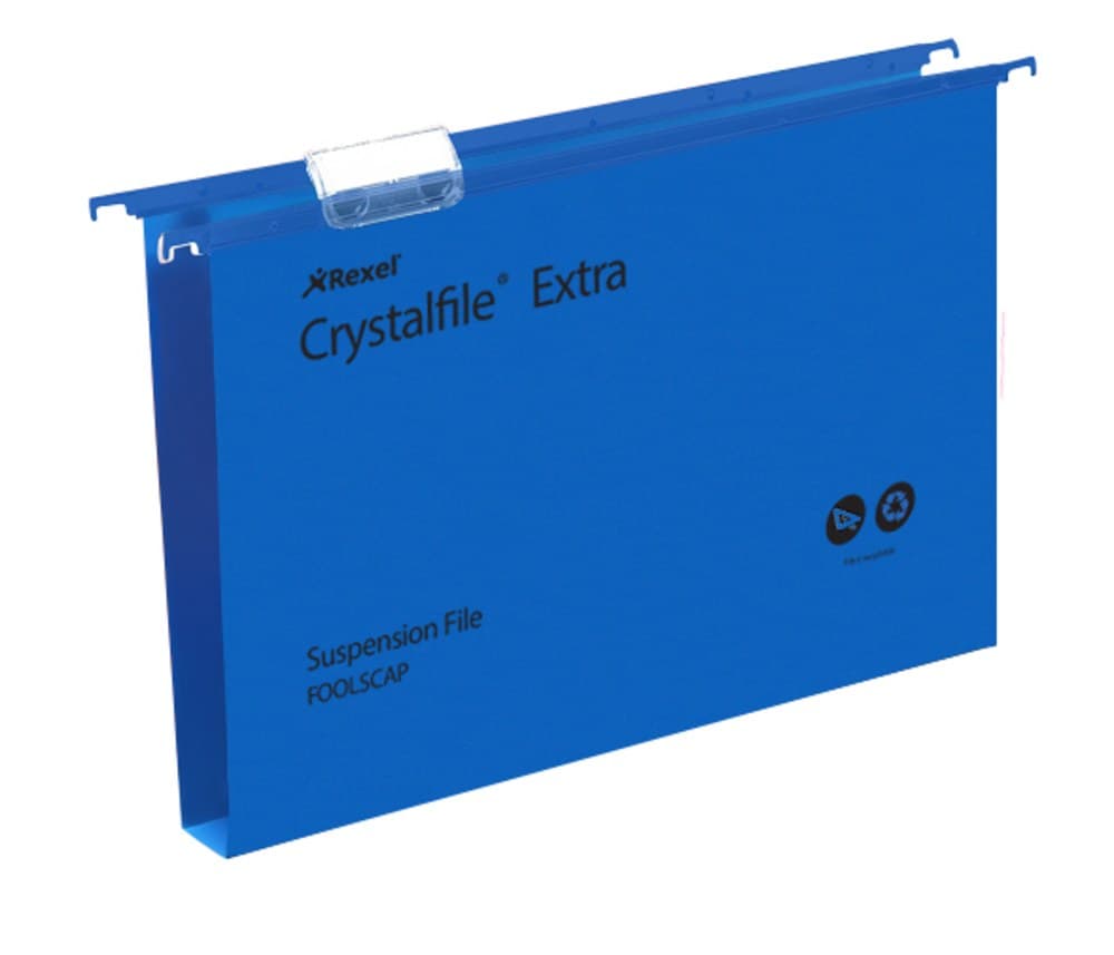 Rexel Crystalfile Extra Foolscap Suspension File 30mm (Pack of 25) - Blue - Image 2