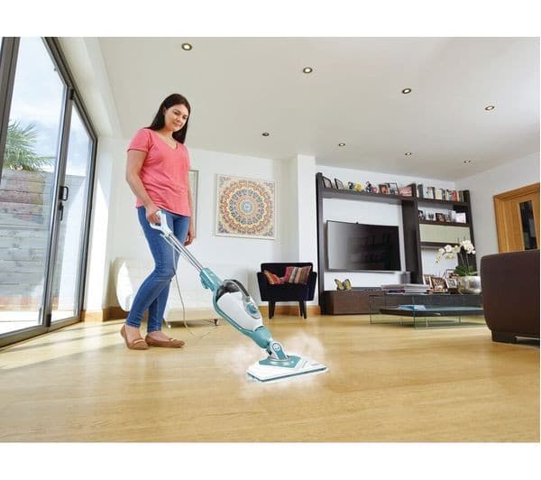 BLACK + DECKER BHSM1610DSM-GB 1600W 2-in-1 Steam Mop with SteaMitt & 15 Accessories - White & Blue - Image 2