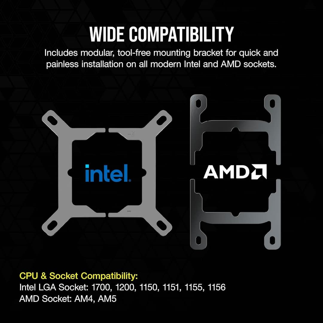 Corsair iCUE LINK H150i RGB 360mm AIO Liquid CPU Cooler - Black - Image 7