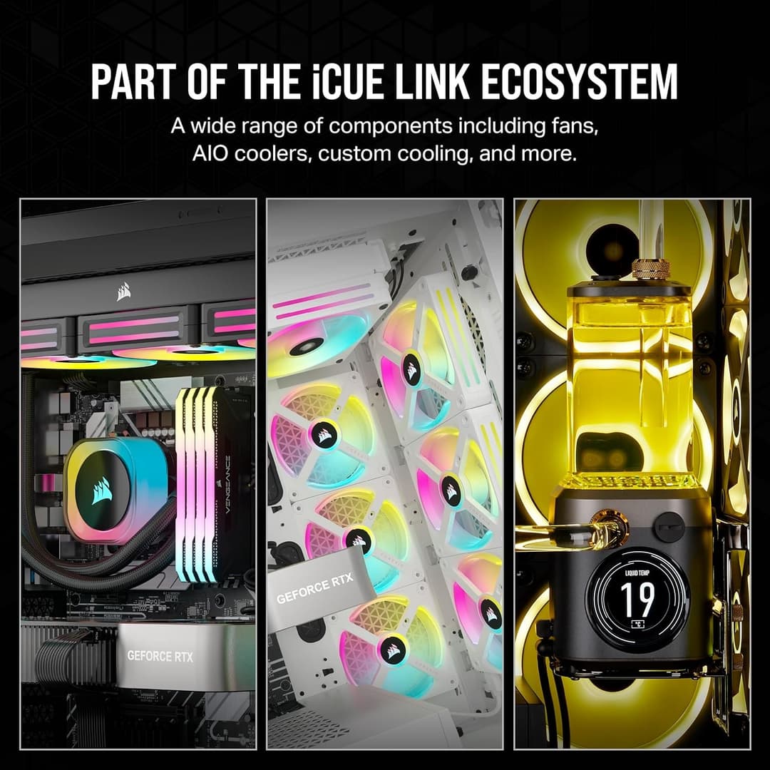 Corsair iCUE LINK H150i RGB 360mm AIO Liquid CPU Cooler - Black - Image 9