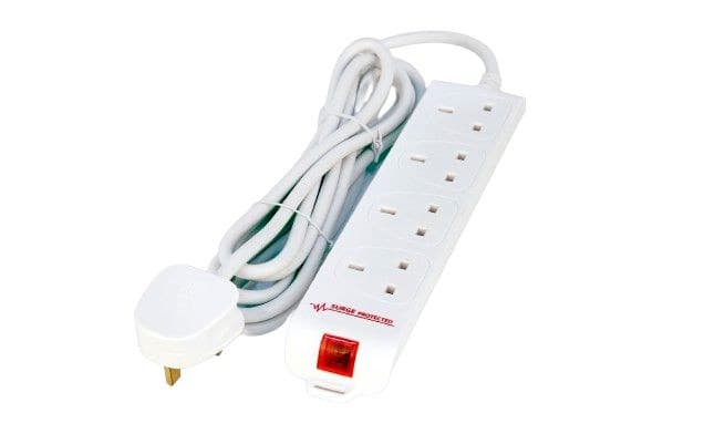 MicroConnect 4-Way UK Surge Protected Power Strip, White - 2m