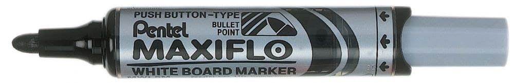 Pentel Maxiflo 12 Pack Black Whiteboard Marker Bullet Tip 3mm Line - Image 1