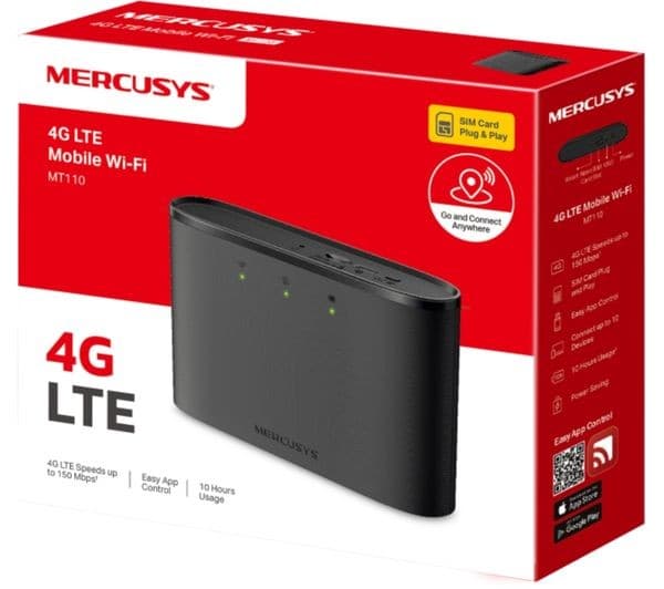 Mercusys MT110 4G LTE Portable Mobile Wi-Fi Router - Black - Image 4