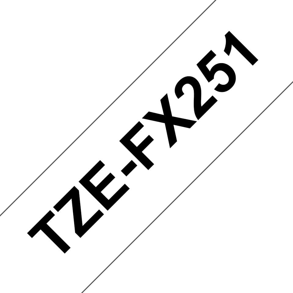 Brother TZe-FX251 P-touch Flexible ID Laminated Tape - Black on White - 24mm x 8m - 1 cassette