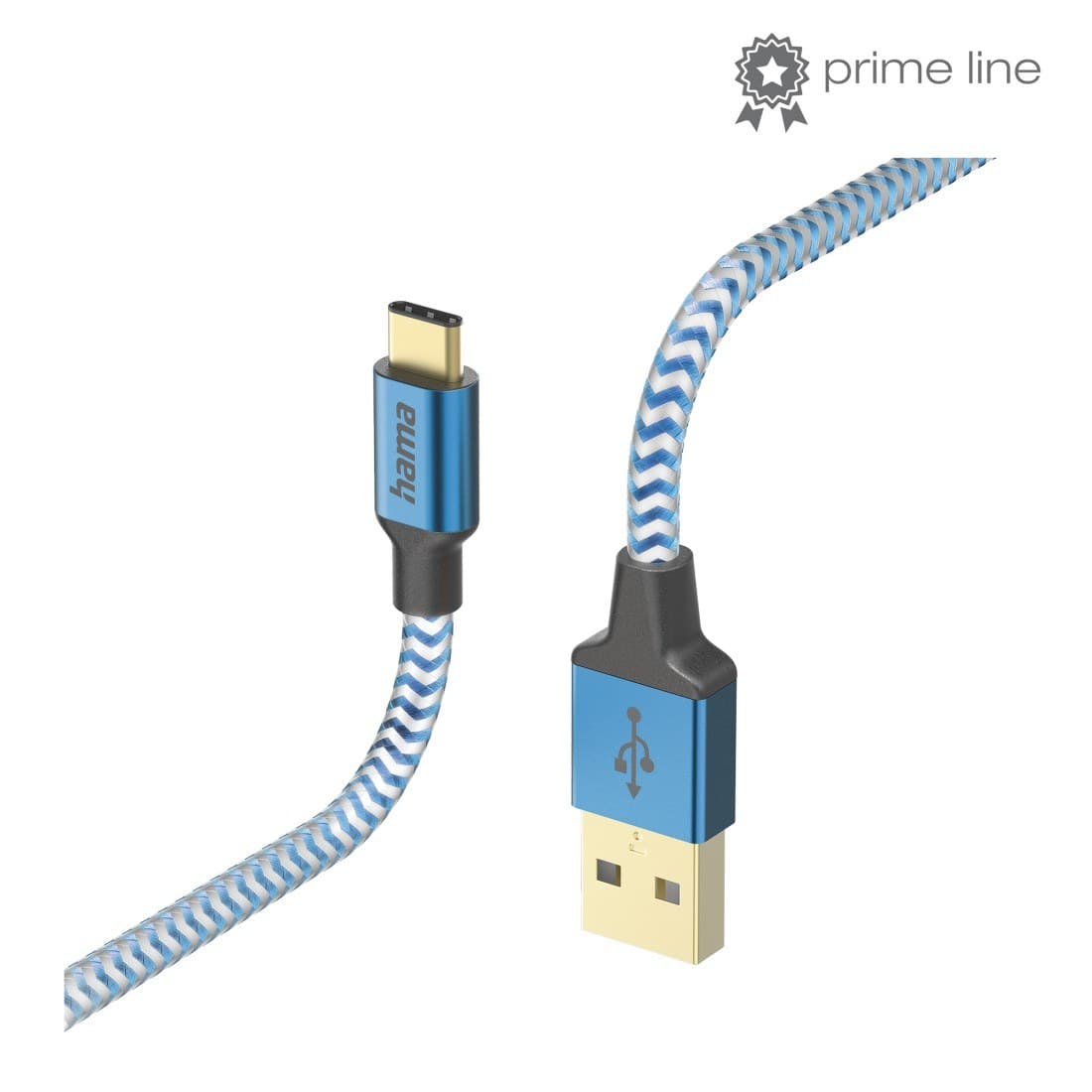 Hama Reflective USB-A to USB-C Charging Cable, 1.5 m, Blue