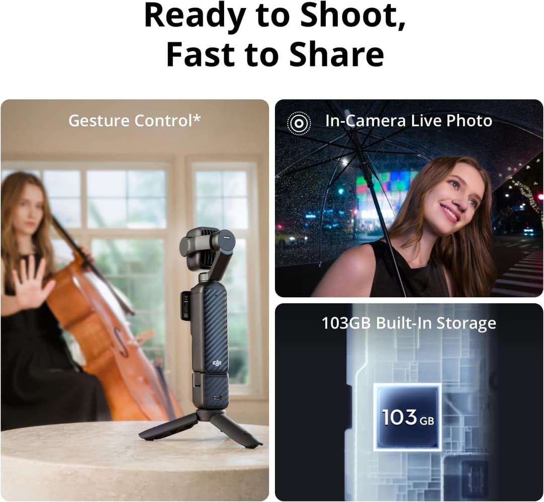 DJI Osmo Pocket 4P Standard Combo Dual-Lens Camera 4K 240fps 3-Axis Gimbal - Classic Black - Image 5