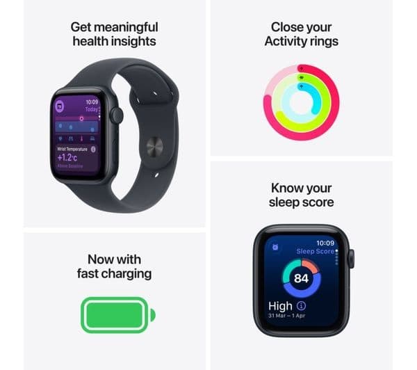 Apple Watch SE 3 GPS + Cellular 40mm Midnight Aluminium Case with Midnight Sport Band - M/L - Image 3
