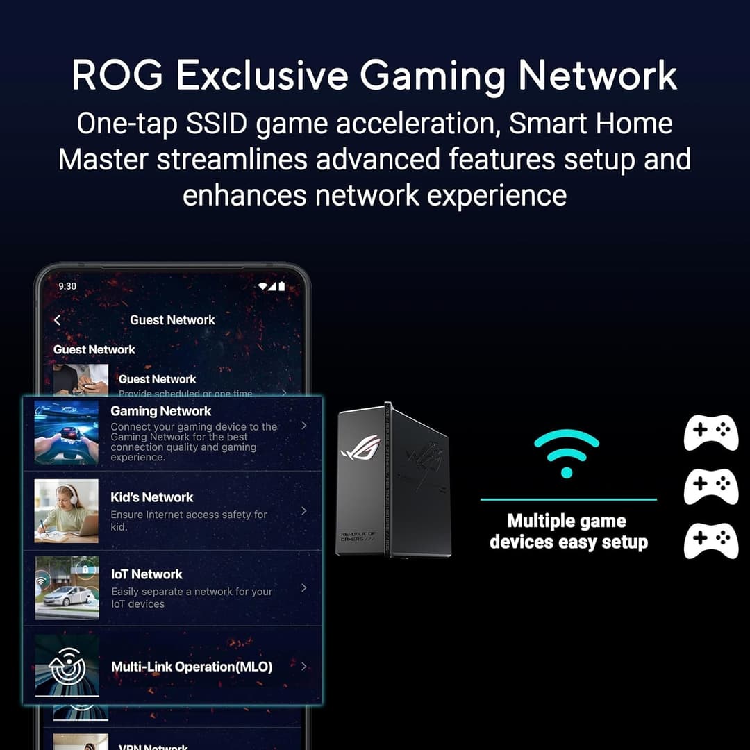 ASUS ROG Strix GS-BE18000 WiFi 7 Tri-Band Gaming Router Black - Image 2