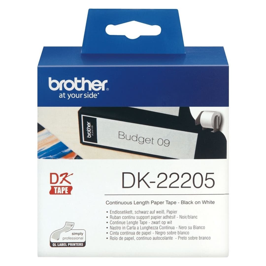 Brother DK-22205 Continuous Length Paper Label Tape 62mm x 30.48m - Black on White - Image 2